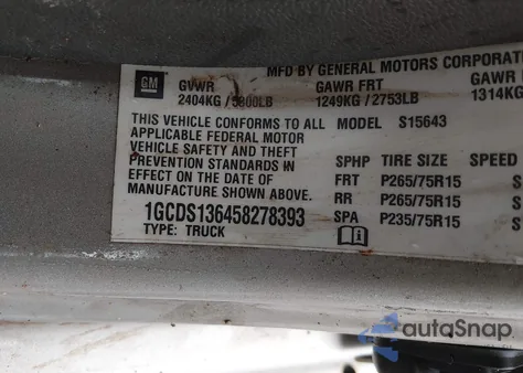 2005 Chevrolet Colorado Ls from USA, damaged, VIN 1GCDS136458278393